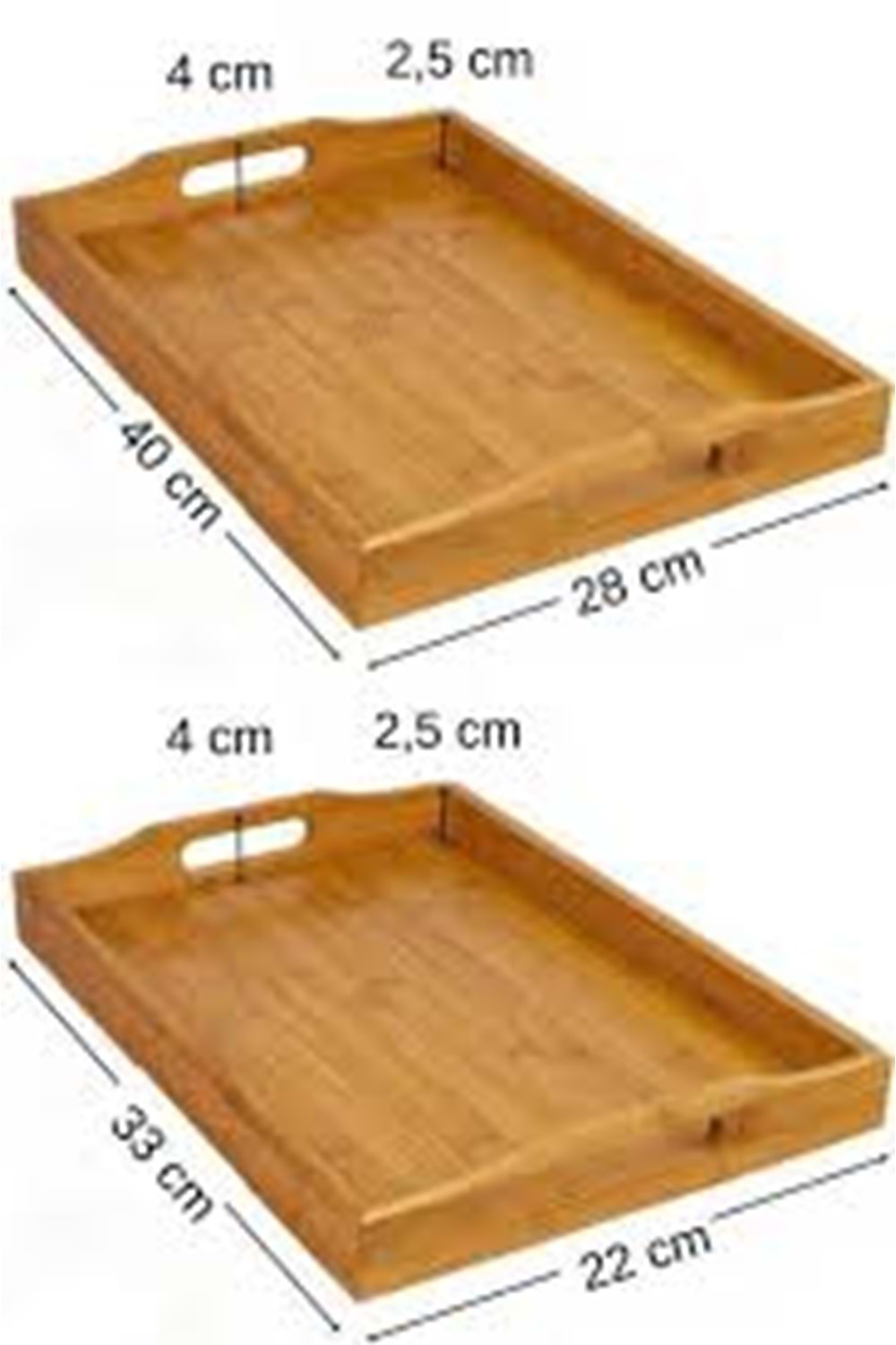 ENF900 BAMBU AHŞAP TEPSİ SETİ 2Lİ (1*12) EBATLARI (40X28+33X22)