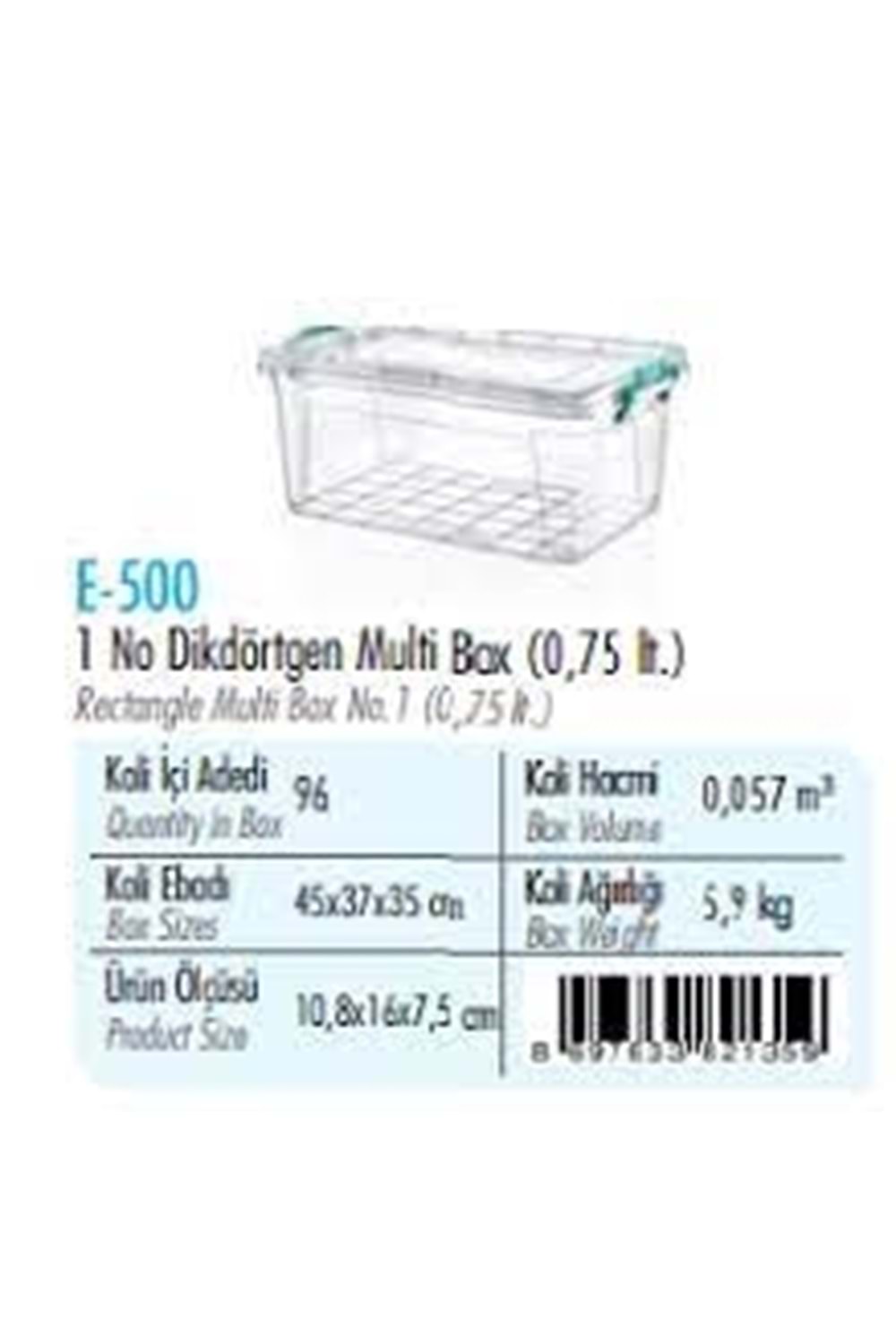 E500 ERKOÇ 1 NO MULTİ BOX 0,75 LT (1*48) POLY TİME