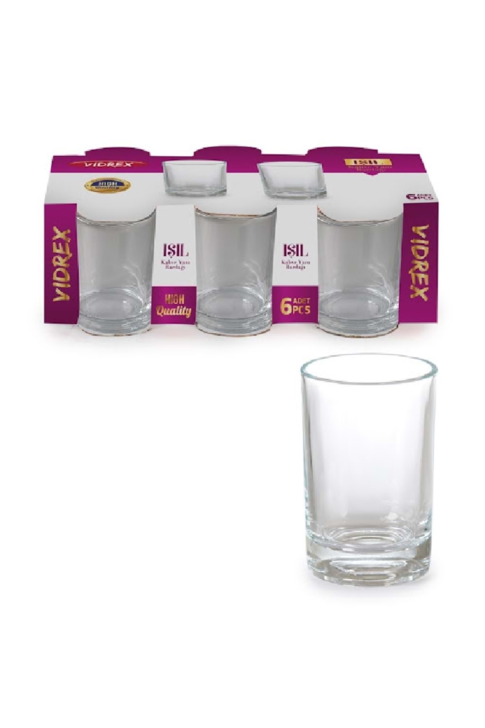 TN55TS IŞIL 6LI KAHVE YANI BARDAK (1*12) İPEK