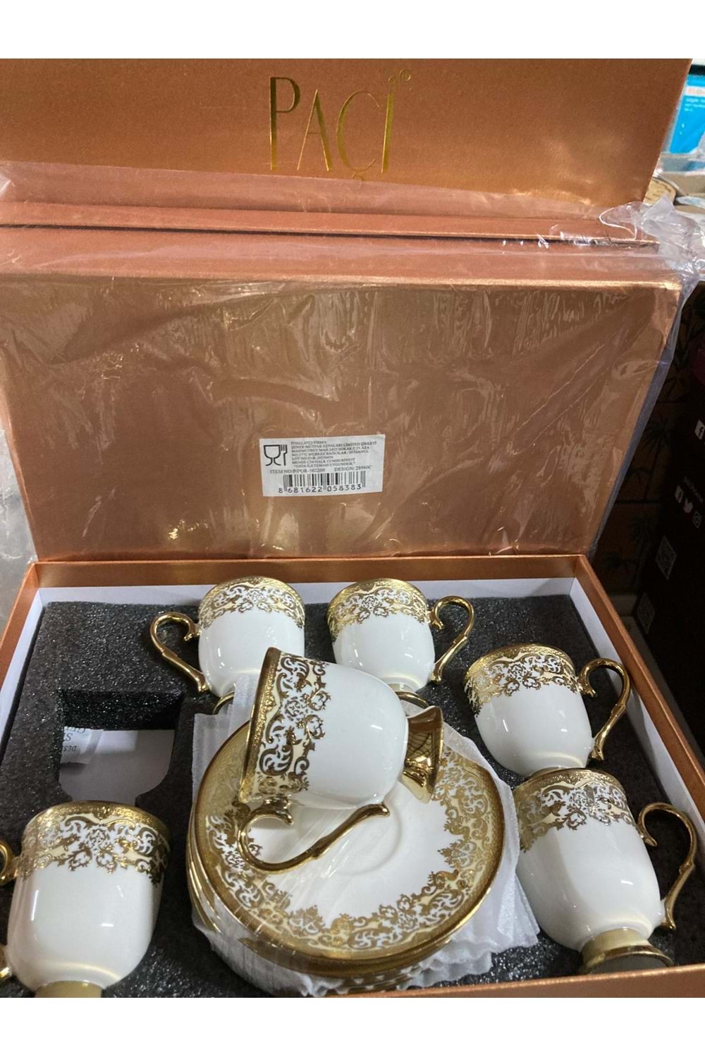 PAÇİ 102200 KAHVE FİNCANI AYAKLI KABARTMALI YALDIZLI (1*12)