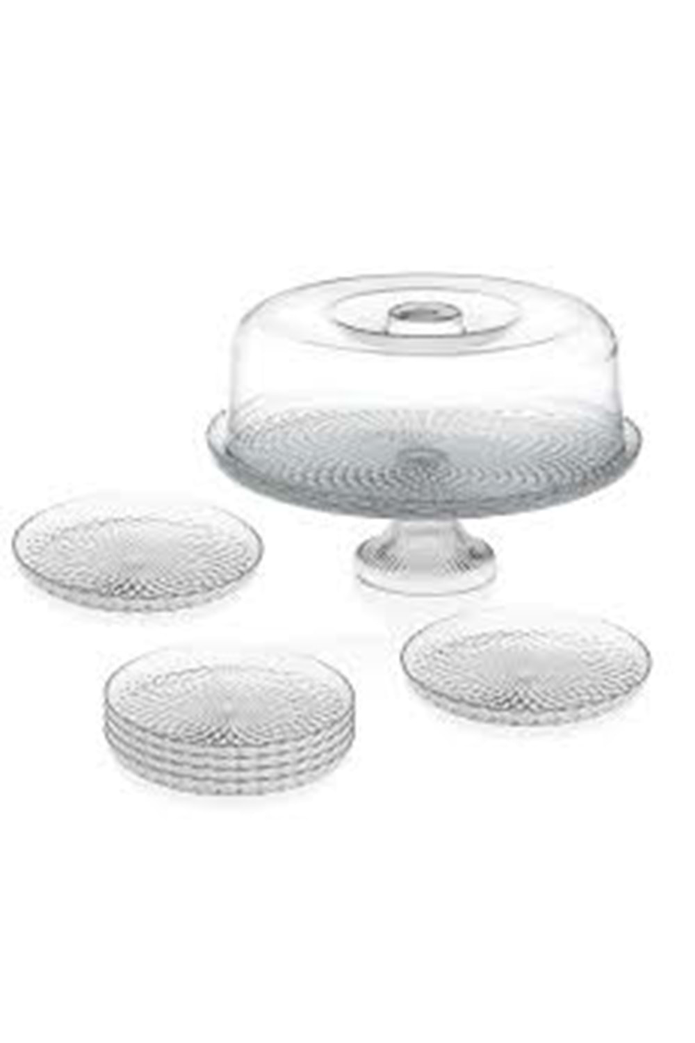 LUGANO ADEN AYAKLI İKRAM SETİ PASTA TABAKLI KEK FANUSU(1*4)13297 SİGMA