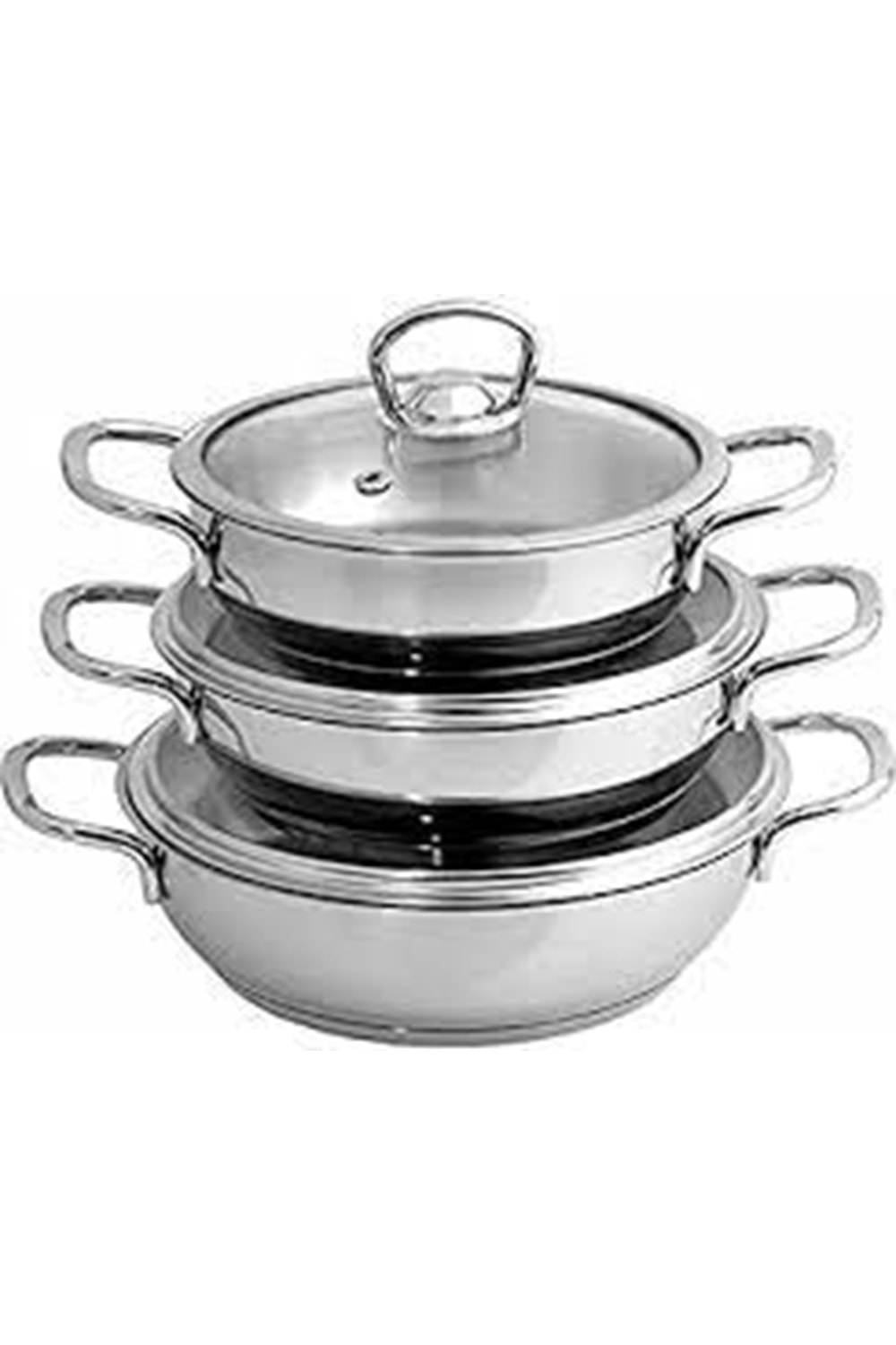 NMS ELİSA CAM KAPAK 3 LÜ OMLET SAHAN SETİ (1*4)