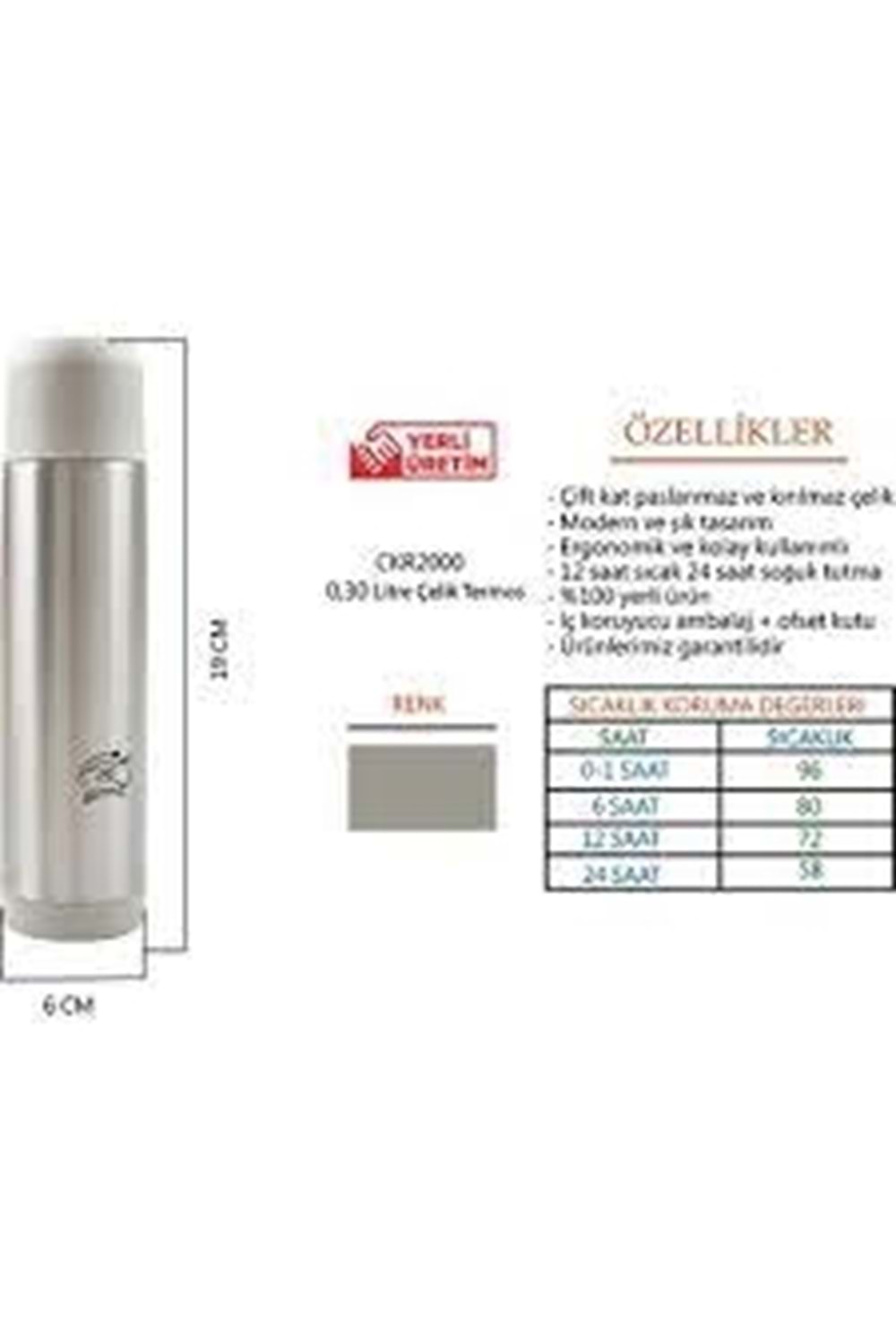 COOKER2000 ÇELİK ÇAY TERMOS 300ML (1*24)