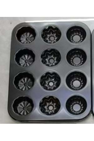 AVEF07059 TEFLON ŞEKİLLLİ KEK KALIBI 12 GÖZLÜ (1*60)