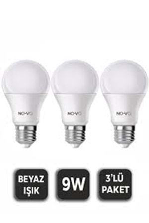 LEVA LED AMPUL 9W BEYAZ IŞIK 3 LÜ (1*70)