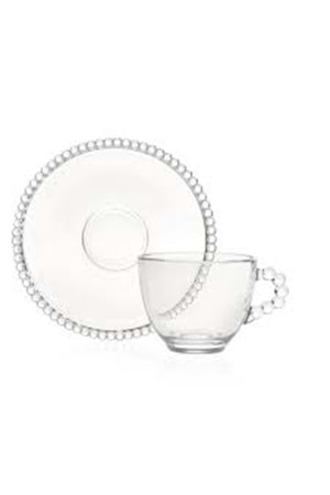 RAYAN PEARLY CAM ÇAY FİNCANI BONCUKLU (1*4)