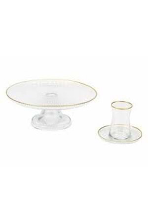 BALEA MAJESTİC YALDIZLI 13 PRÇ ÇAY SETİ (1*4) (ÇAY BARDAK+ÇAY TAB+26CM AYAKLI SUNUMLUK)