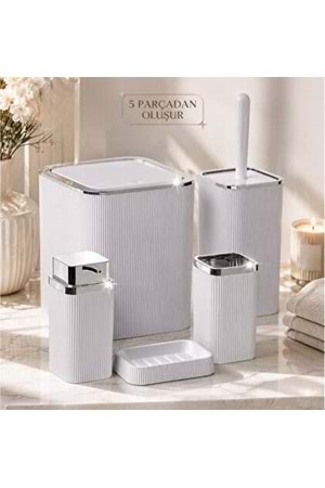 Y871 MİMOZA ÇİZGİLİ KROM 5'Lİ BANYO SET (1*8)