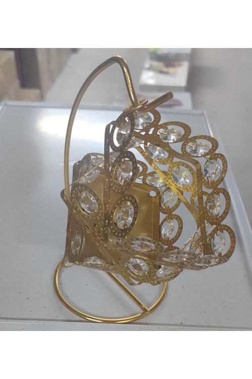 METAL SARI SALINCAK TAŞLI SUNUMLUK (1*100)