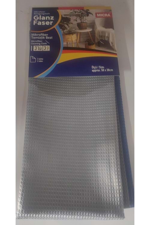 BUR6014 JAGUAR 3LÜ 38X58 MİKROFİBER TEMİZLİK BEZİ (1*100)