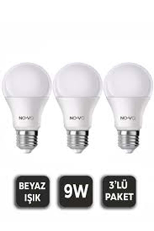 LEVA LED AMPUL 9W BEYAZ IŞIK 3 LÜ (1*70)