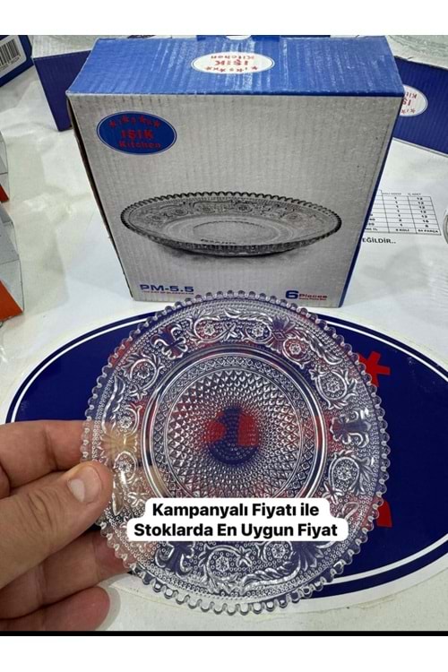 IŞIK PM5,5 CAM KİLİM TATLI TABAK 6LI (1*12)