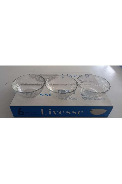 LİVESSE 12,5CM HASIR CAM KASE 6LI (1*4)