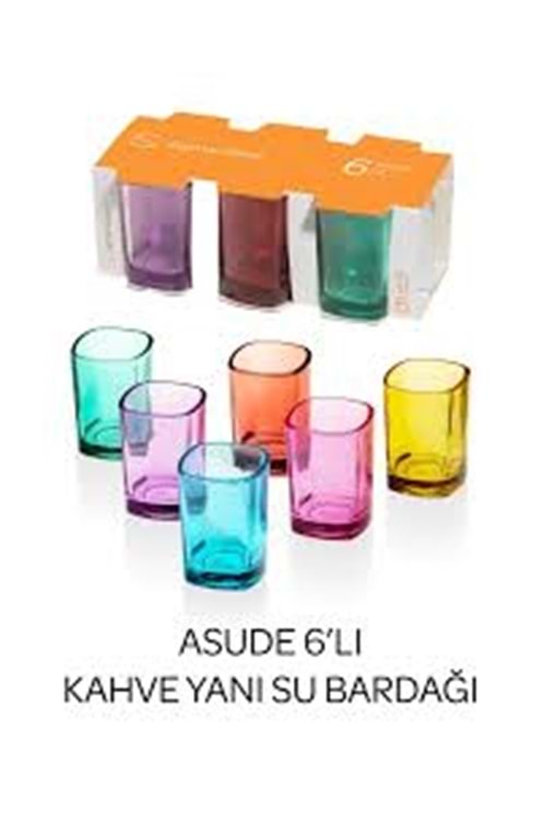 ASUDE KOMPLE RENKLİ KAHVE YANI BARDAK 6LI (1*12) SİGMA
