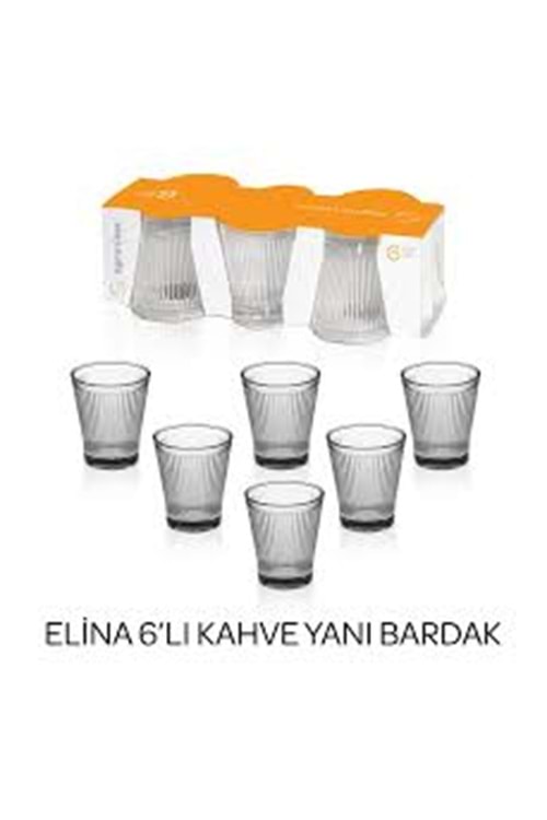 ELİNA 6LI KAHVE YANI BARDAK (1*12) SİGMA ÇİZGİLİ