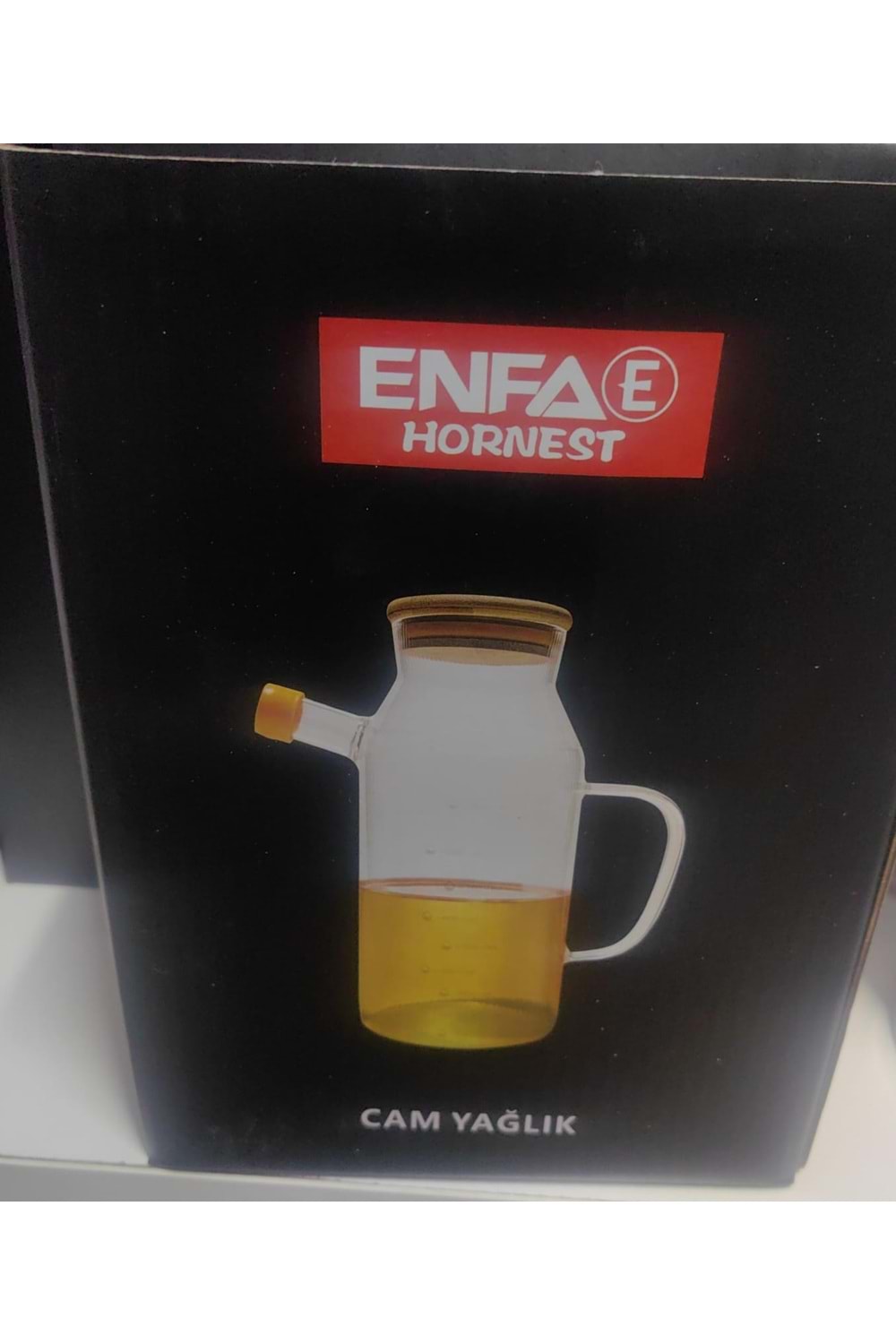 ENF1499 LÜX BAMBU KAPAKLI CAM YAĞLIK 1LT (1*24)