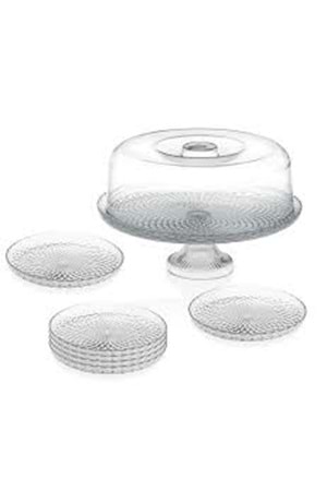 LUGANO ADEN AYAKLI İKRAM SETİ PASTA TABAKLI KEK FANUSU(1*4)13297 SİGMA